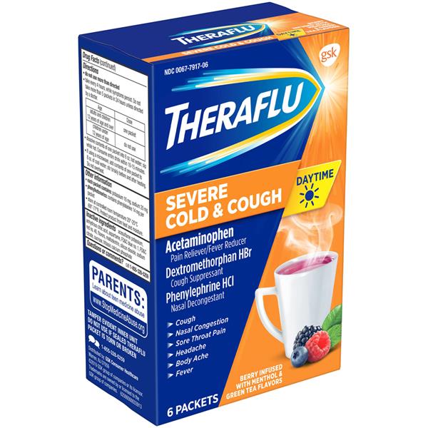 Theraflu Daytime Severe Cold And Cough Packets Berry And Green Tea Flavors Hy Vee Aisles Online