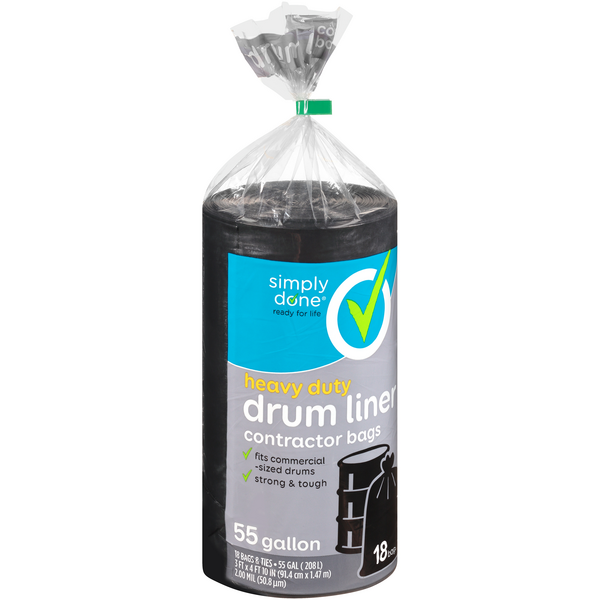 True Value Drum Liner Trash Bags, Wing Tie, Black, 55 Gallons, 12-Ct.