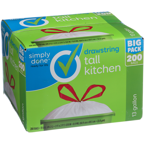 Simply Done Tall Kitchen Bags, Drawstring, 13 Gallon - 45 bags
