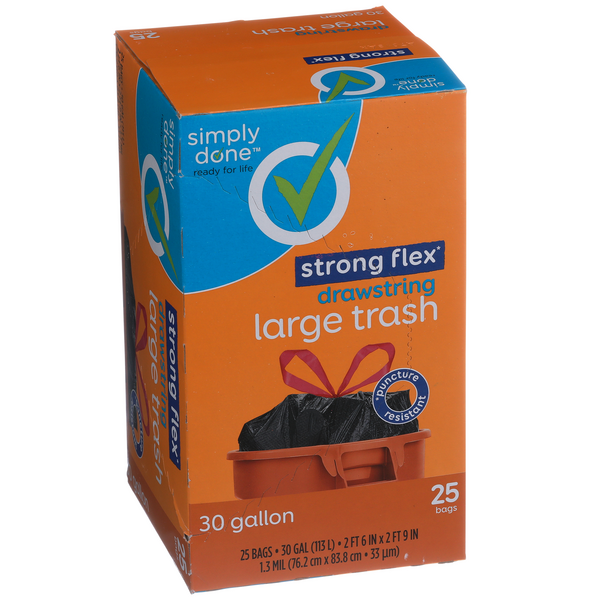 Simply Done Strong Flex Drawstring Large Trash Bags 30Gal HyVee