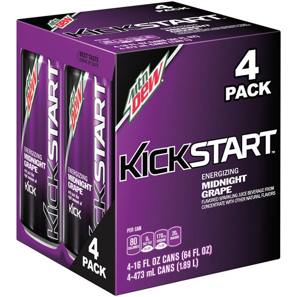 Mountain Dew Kickstart Energizing Midnight Grape Sparkling Juice Drink