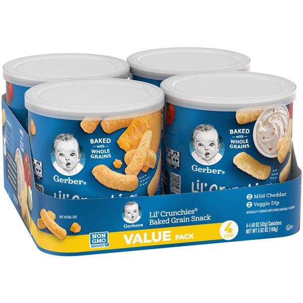 Gerber Lil' Crunchies Mild Cheddar & Veggie Dip Baked Corn Snack ...