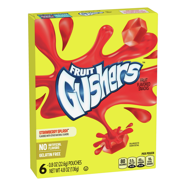 GM Fruit Gushers Strawberry Splash Fruit Flavored Snacks 6