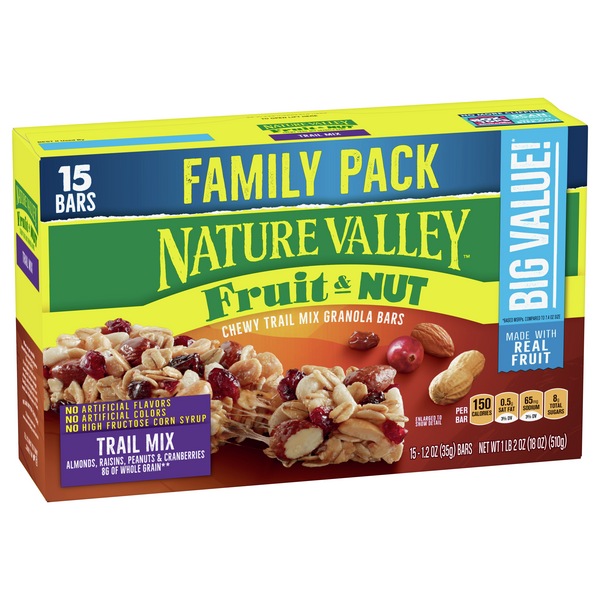 Nature Valley Fruit & Nut Granola Bars Family Pack 15-1.2 Oz Bars 