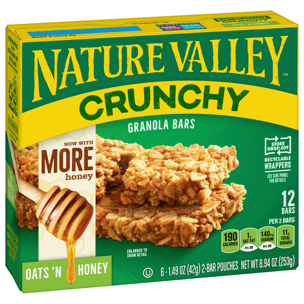 Nature Valley Oats 'n Honey Crunchy Granola Bars 6-1.49 oz ...