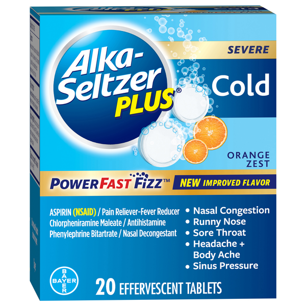 Alka Seltzer Plus Cold, Severe, Power Fast Fizz Effervescent Tablets ...