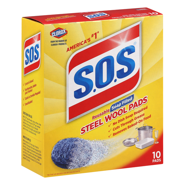 S.O.S Reusable Soap Filled Steel Wool Pads 10Ct HyVee Aisles Online