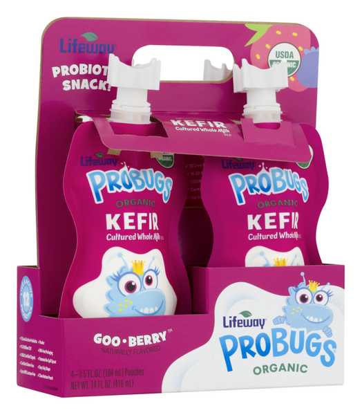 Probugs Lifeway Probugs Organic Kefir Goo Berry Cultured Whole Milk 4-3.5 fl ...