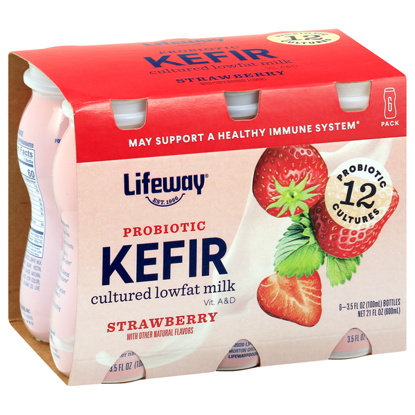 Lifeway Low-Fat Strawberry Kefir 8 fl. oz. - 6/Case