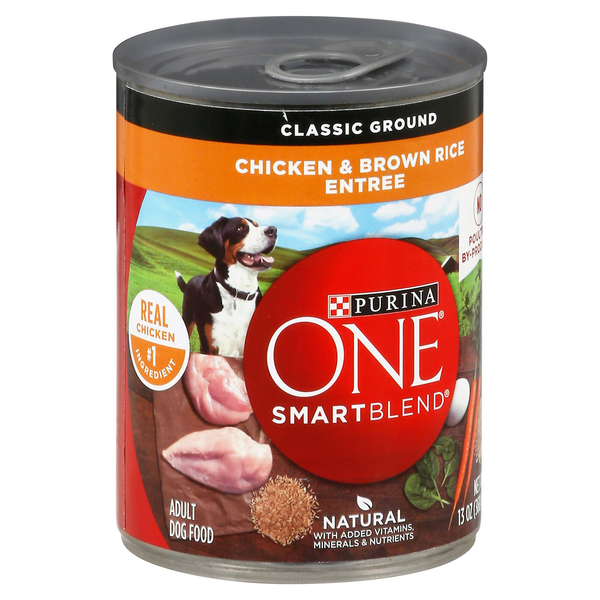 Purina ONE Natural Pate Wet Dog Food; SmartBlend Chicken & Brown Rice Entree 13 oz. Can Hy