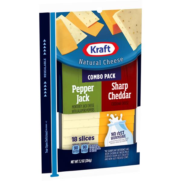 Kraft Natural Cheese Pepper Jack & Sharp Cheddar Cheese Slices Combo