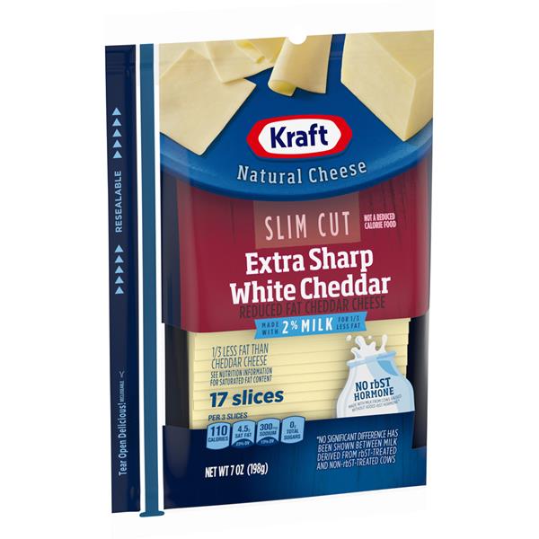 Kraft Slim Cut Reduced Fat Extra Sharp White Cheddar Natural Cheese