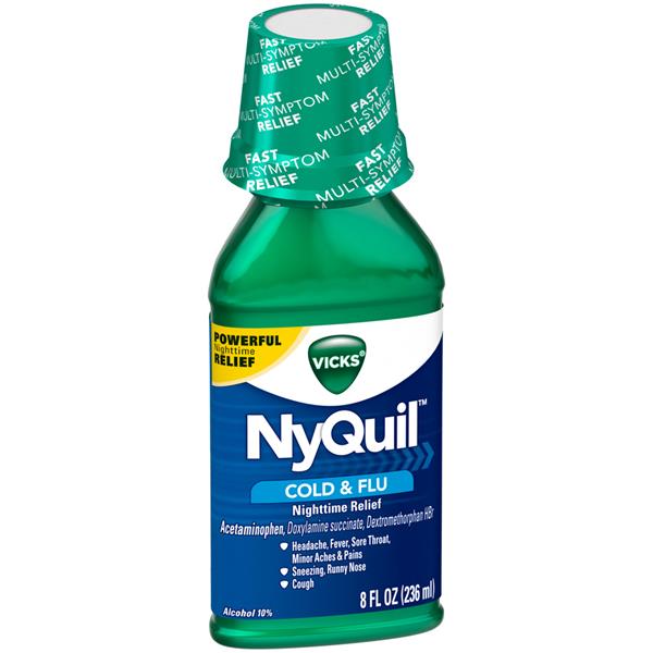 Vicks NyQuil Cold & Flu Nighttime Relief Original Flavor Liquid Hy