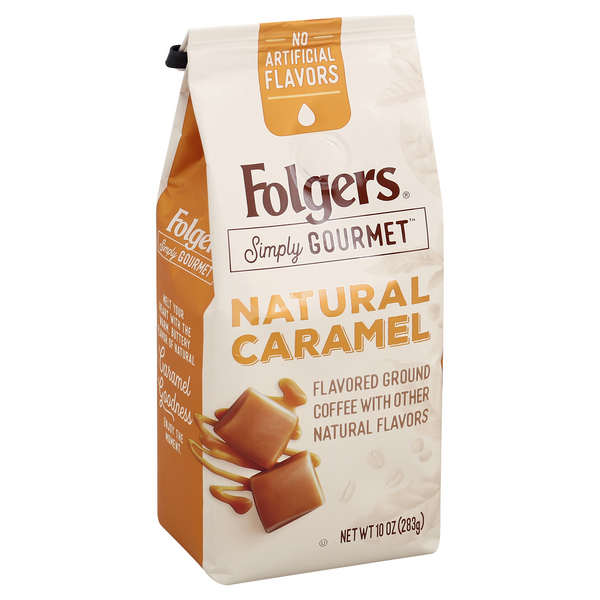 Folgers Simply Gourmet Natural Caramel Flavored Ground Coffee, With Other  Natural Flavors, 10-Ounce Bag