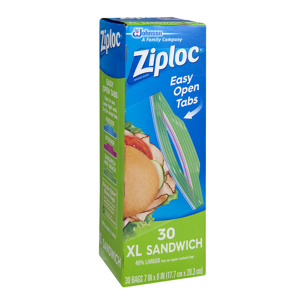 Ziploc Seal Top Bags, Sandwich, XL - 30 bags