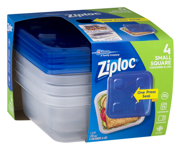 Ziploc 3 Cup Small Square Food Storage Container 4 Count 