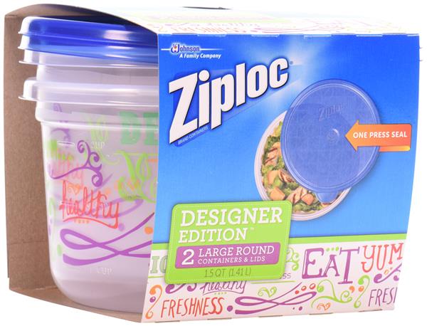 Ziploc Containers & Lids, Large Round, Plastic Containers