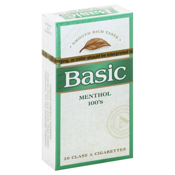 Basic 100's Menthol Cigarettes, Gold Pack, Flip-Top Box