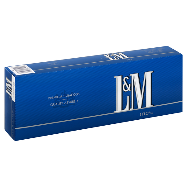 L&M Cigarettes, 100's, Blue Pack, Flip-Top Box