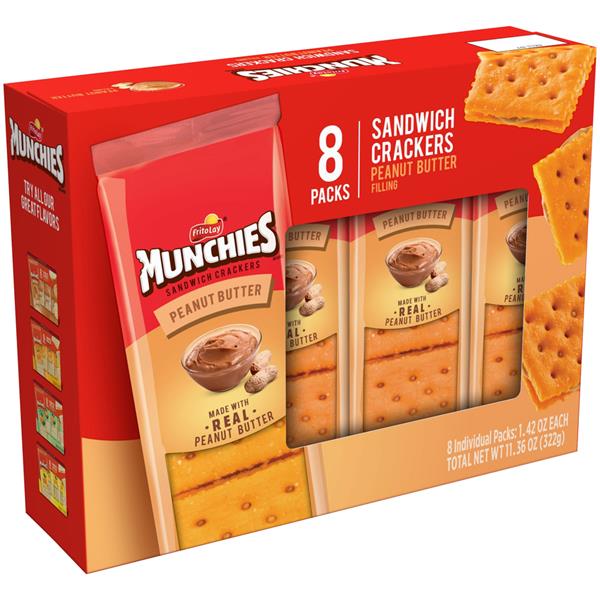 Munchies Ready To Go Snacks Peanut Butter Cheddar Sandwich Crackers, 8