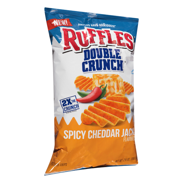Ruffles Potato Chips, Double Crunch, Spicy Cheddar Jack HyVee Aisles