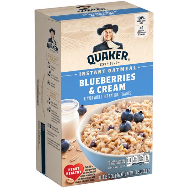 Quaker Instant Oatmeal Blueberries And Cream 10-1.05 oz Packets | Hy ...