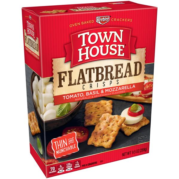 Keebler Town House Flatbread Crisps Tomato, Basil & Mozzarella Crackers