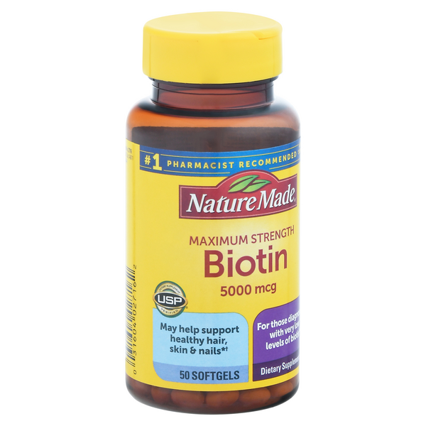 Nature Made Biotin, Maximum Strength, 5000 McG, Softgels | Hy-Vee ...