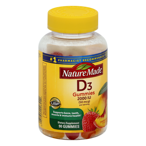 Nature Made Vitamin D3, 50 McG, Strawberry, Peach & Mango, Gummies | Hy ...