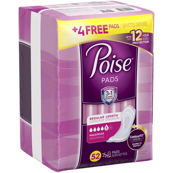 Poise Incontinence Pads, Maximum Absorbency, Regular Length | Hy-Vee ...