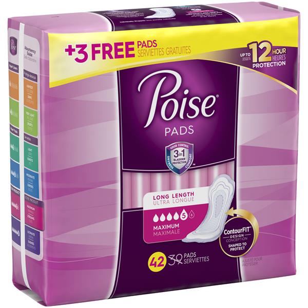 Poise Incontinence Pads, Maximum Absorbency, Long Length HyVee Aisles Online Grocery Shopping