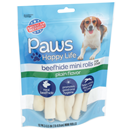 Paws Premium Beefhide Mini Rolls For Dogs Plain Flavor 3 Inch 12Pk