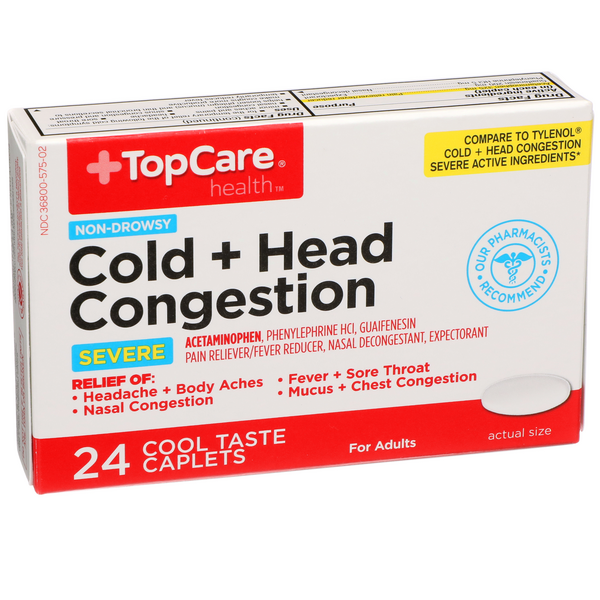 TopCare Cold Head Congestion Severe Caplets HyVee Aisles Online