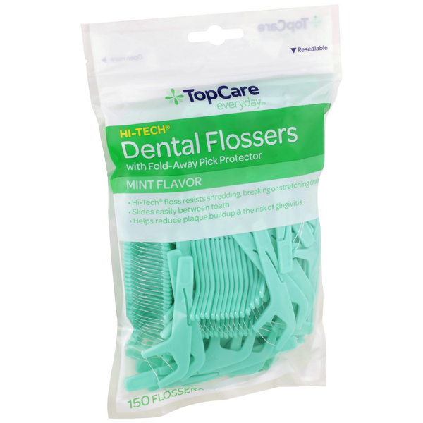 TopCare Hi-Tech Dental Flossers With Fold-Away Pick Protector, Mint ...