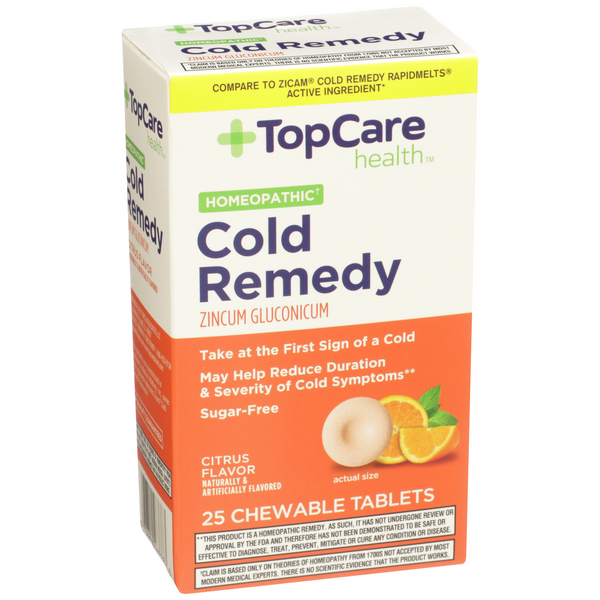 Top Care Health Homeopathic Cold Remedy Zinc Citrus Flavor Chewable Tablets Hy Vee Aisles Online Grocery Shopping