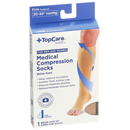 TopCare Health Men & Women Large Medical Compression Socks Below Knee, Beige Open Toe