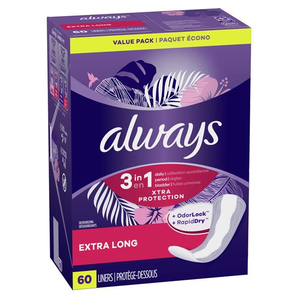 Always Xtra Protection 3in1 Daily Liners Extra Long Double Pack Hy
