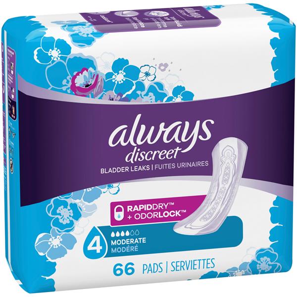 Always Discreet Incontinence Pads for Women, Moderate Absorbency | Hy ...