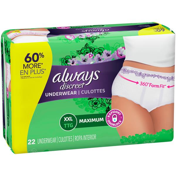 Always Discreet, Incontinence Underwear for Women, Maximum, XXL HyVee Aisles Online Grocery