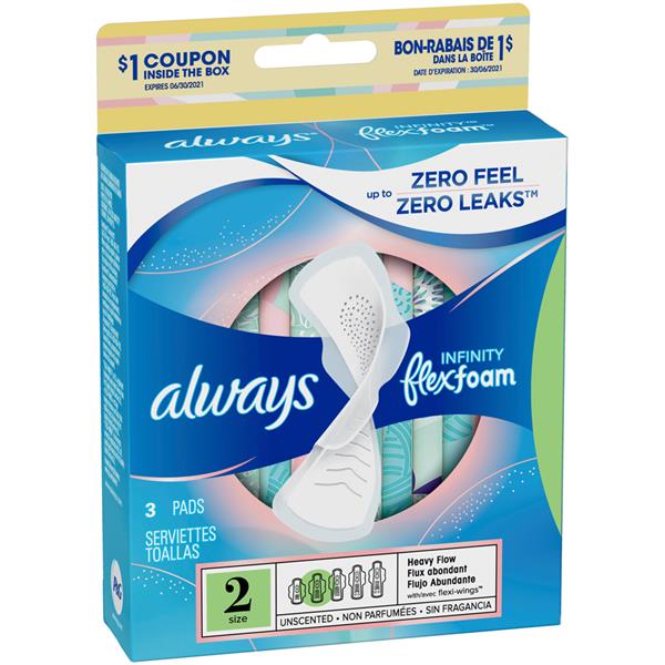 Always Infinity Size 2 Heavy Flow Pads with Flex Foam HyVee Aisles Online Grocery Shopping