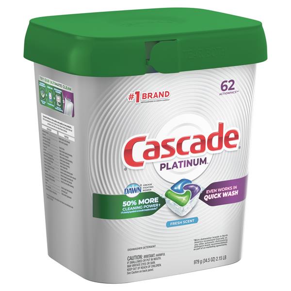 Cascade Platinum Fresh Scent Dishwasher Detergent ActionPacs 62Ct HyVee Aisles Online Grocery