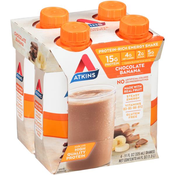 Atkins Chocolate Banana Protein-Rich Energy Shakes 4Pk | Hy-Vee Aisles ...