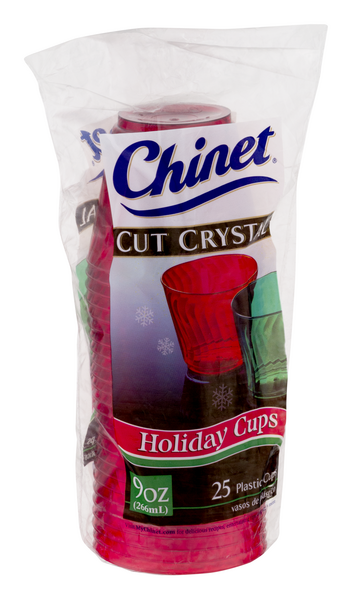 Chinet Cut Crystal Plastic Cups, 9 Oz, 25 Ct