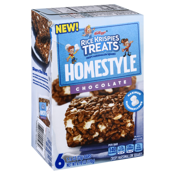 Kellogg S Rice Krispies Treats Crispy Marshmallow Squares Chocolate Homestyle 6 1 16 Oz Hy Vee Aisles Online Grocery Shopping