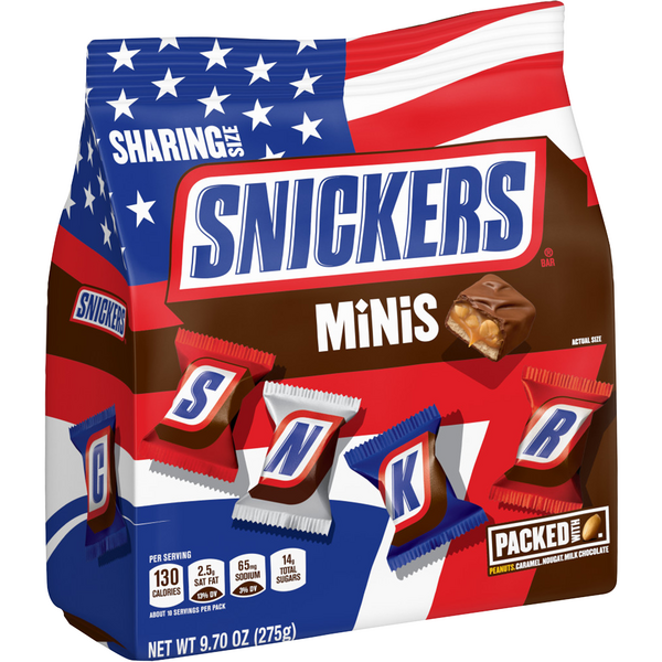 SNICKERS Mini Size Milk Chocolate Candy Bars, 9.7 Oz Bag, Packaged Candy