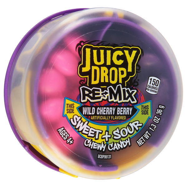 Juicy Drop Re-Mix Wild Cherry Berry Sweet & Sour Chewy Candy 4+