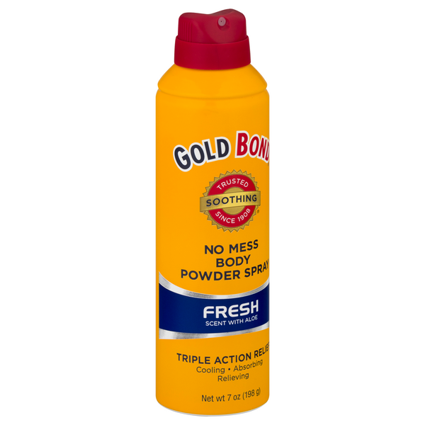 Gold Bond Body Powder Spray, No Mess, Fresh Scent With Aloe, Triple
