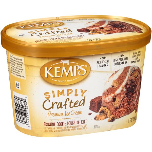 Kemps Simply Crafted Brownie Cookie Dough Delight Premium Ice Cream
