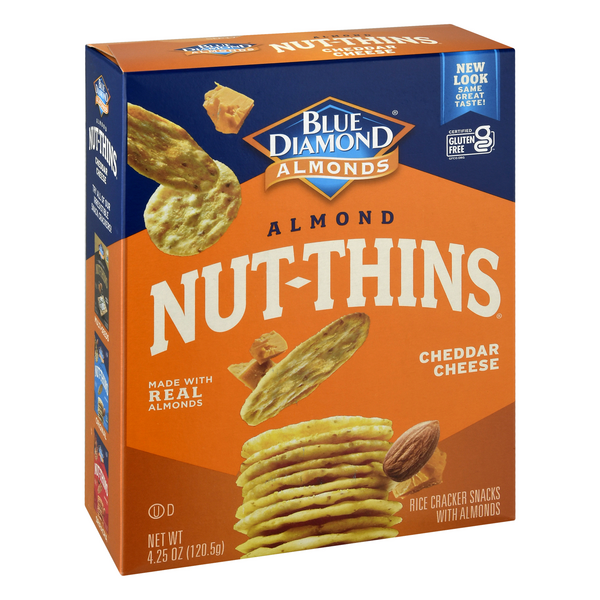 Blue Diamond Cheddar Cheese Almond Nut Thins Nut & Rice Cracker Snacks ...