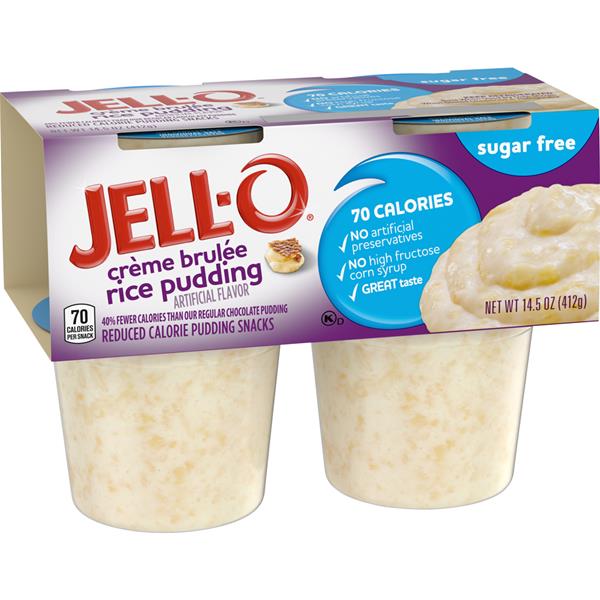 Jell-O Sugar Free Creme Brulee Rice Pudding 4 ct Pack | Hy-Vee Aisles